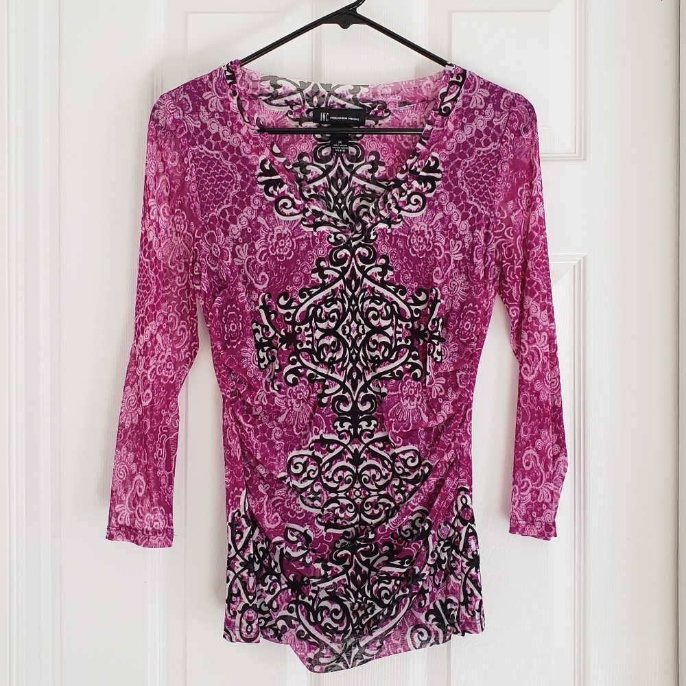 INC Maroon & Black Blouse